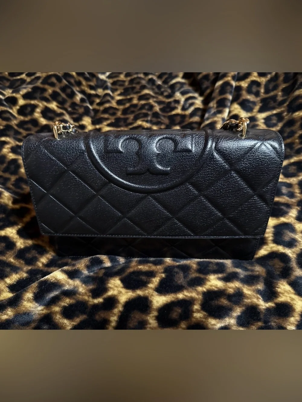 Black Tory Burch quilted Fleming bag